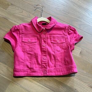 Gap Kids 1969 Hot Pink Cropped Denim Short Sleeve Jacket Size L